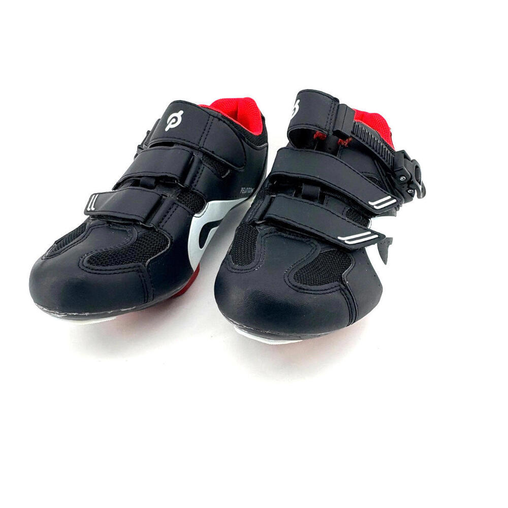 Peloton Indoor Cycling Shoes Black Red Lining Straps Size US8.5 EU42